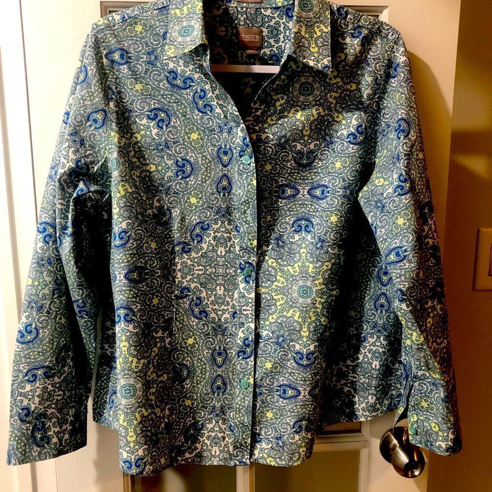 Chico’s size 2 Paisley Blouse 100% Cotton